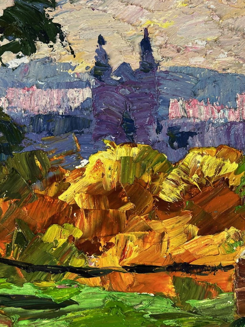 Oil painting The city behind the autumn fog Boris Serdyuk - 6