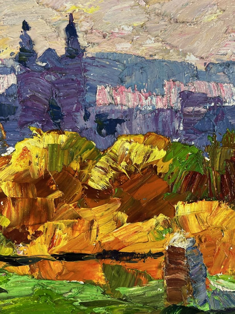 Oil painting The city behind the autumn fog Boris Serdyuk - 8