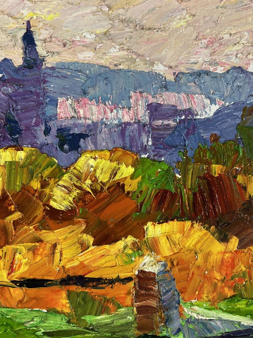 Oil painting The city behind the autumn fog Boris Serdyuk - 9