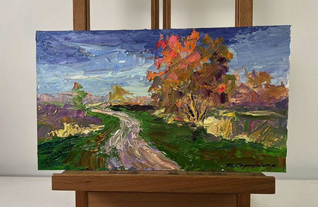 Oil painting Autumn reflected on the face of the river Boris Serdyuk: Title: Oil painting Autumn reflected on the face of the river Boris Serdyuk Description: No.AAA5454The Oil painting on Cardboard titled “Autumn reflected on the face of the river” embodies the