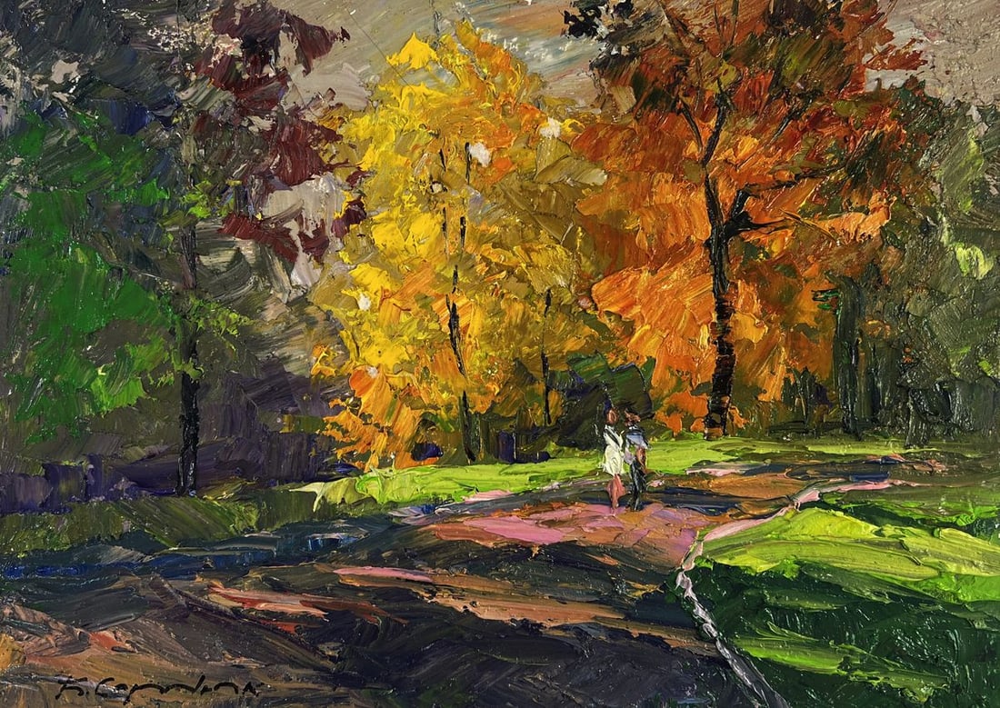 Oil painting Leaves whisper beneath your feet Boris Serdyuk - 3