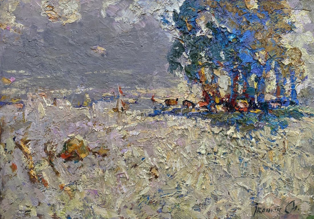 Oil painting Autumn meadows Oleksiy Ivanyuk: Title: Oil painting Autumn meadows Oleksiy Ivanyuk Description: No.Kalen 1581The oil painting on Canvas titled "Autumn Meadows" evokes a sense of quiet majesty and solitude, capturing the subtle trans