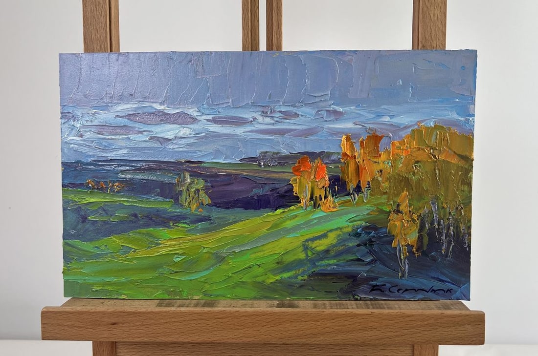 Oil painting When the evening sun gilded the silence Boris Serdyuk: Title: Oil painting When the evening sun gilded the silence Boris Serdyuk Description: No.AAA4771The oil painting on Cardboard titled "When the Evening Sun Gilded the Silence" captures the enchanting