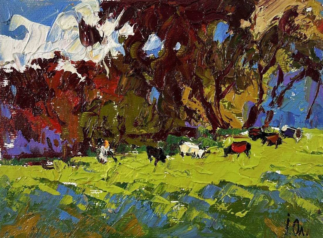 Oil painting Cows on the meadow Alex Kalenyuk - 3