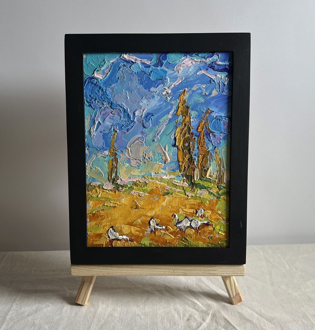 Oil painting Geese in the autumn steppes Alex Kalenyuk (1 of 10)