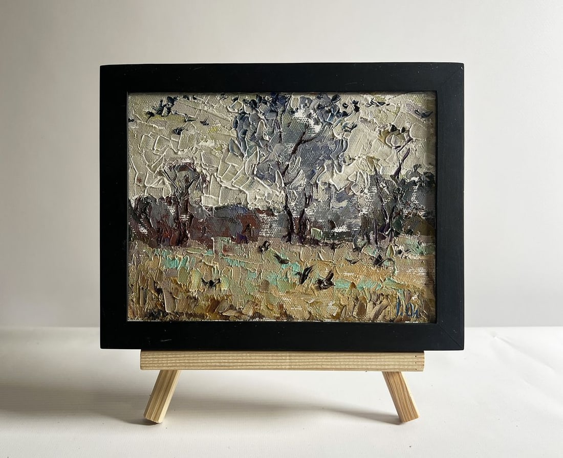 Oil painting Deep autumn has arrived Alex Kalenyuk: Title: Oil painting Deep autumn has arrived Alex Kalenyuk Description: No.AAA4114This oil painting canvas, titled "Deep autumn has arrived", the muted color palette of earthy browns, soft grays, and p