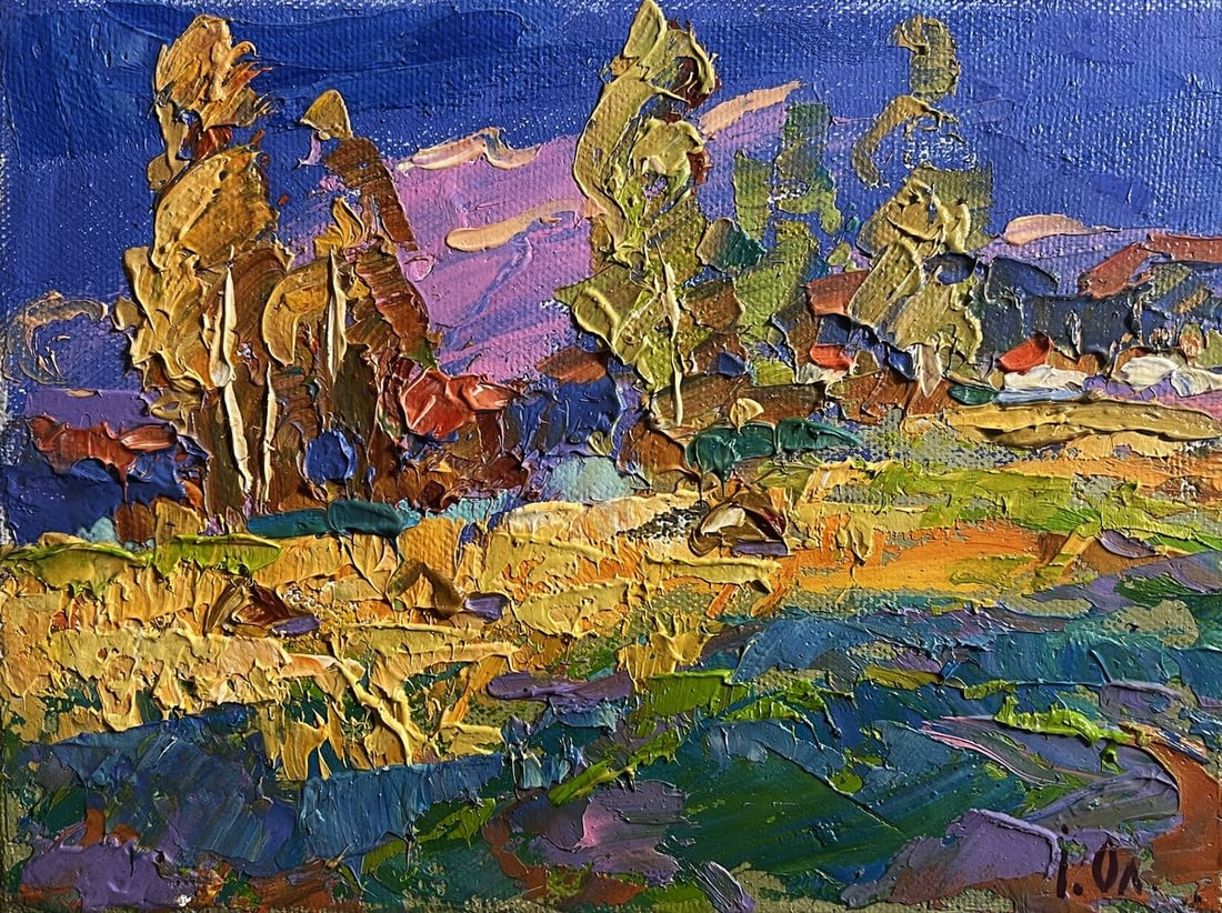 Oil painting Blue sky over the fields Oksana Kalenyuk - 3