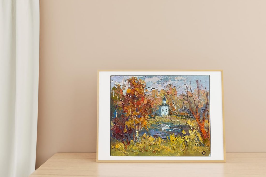 Oil painting Above the autumn lake Oksana Kalenyuk - 3