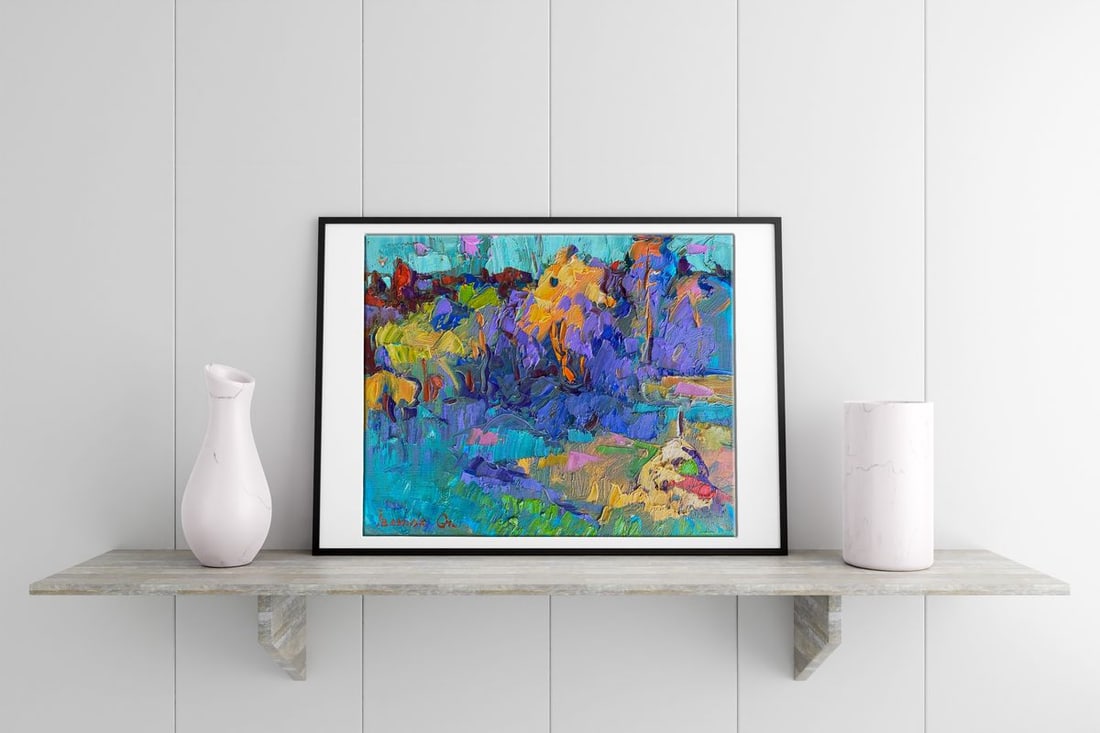 Oil painting Evening ray behind the trees Alex Kalenyuk - 2