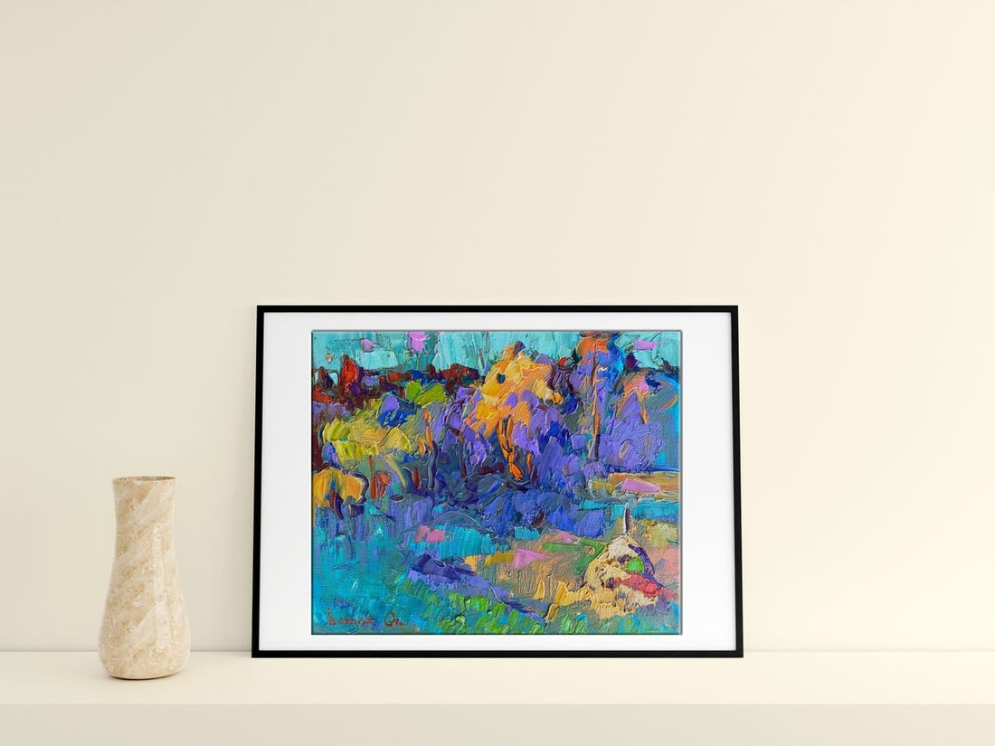 Oil painting Evening ray behind the trees Alex Kalenyuk - 3