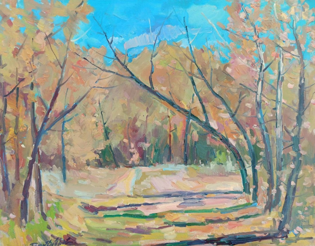 Oil painting Autumn alley Peter Tovpev: Title: Oil painting Autumn alley Peter Tovpev Description: No.Dobr 109 *** ABOUT THIS PAINTING *** * TITLE: "Autumn alley" * ARTISTS: Peter Tovpev * SIZE: 55x70 cm/'21.65x27.55 inches' *