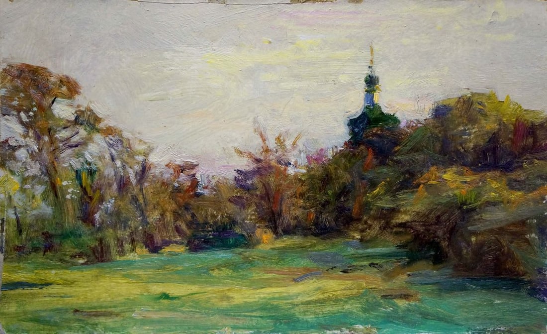 Oil painting Landscape Puzyrkov Viktor Grigorievich: Title: Oil painting Landscape Puzyrkov Viktor Grigorievich Description: No.Verns 528 *** ABOUT THIS PAINTING *** * TITLE: "Landscape" * ARTISTS: Puzyrkov Viktor Grigorievich * SIZE: 22x37 cm/'8.66x14.