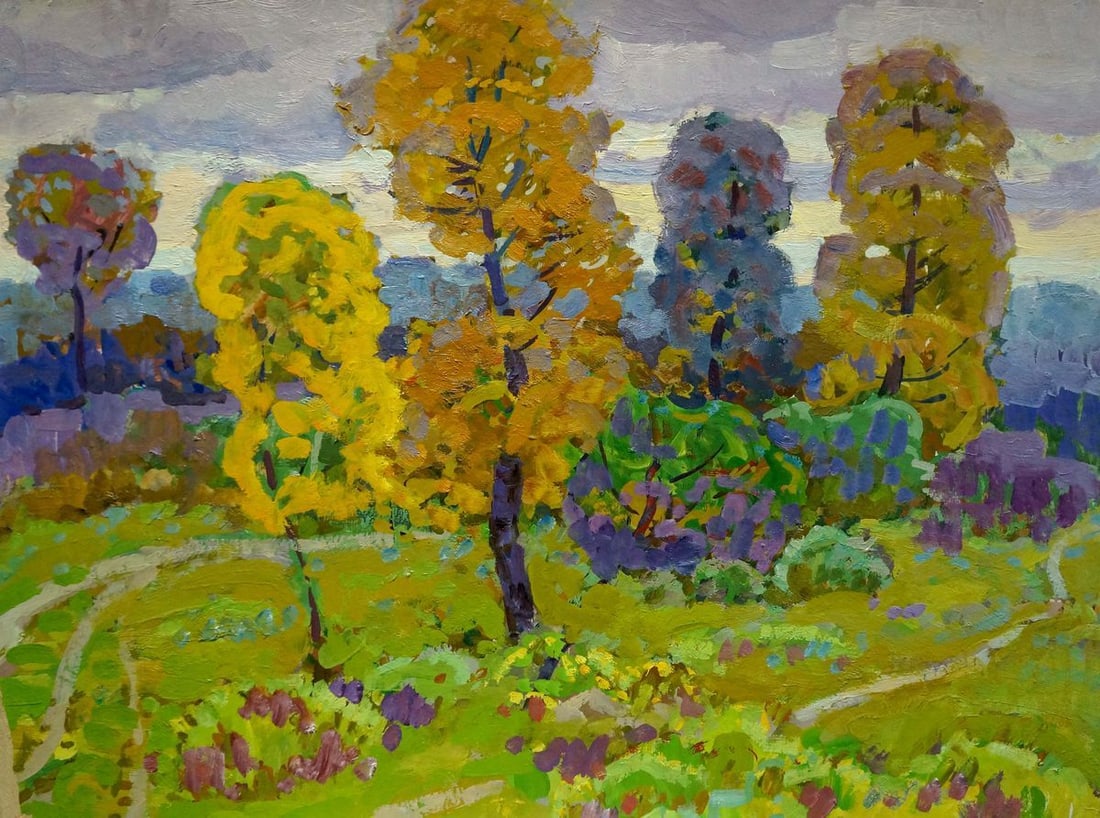 Oil painting Golden autumn Ruban Grigory Savelievich: Title: Oil painting Golden autumn Ruban Grigory Savelievich Description: No.Verns 657 *** ABOUT THIS PAINTING *** * TITLE: "Golden autumn" * ARTISTS: Ruban Grigory Savelievich * SIZE: 63x47 cm/'24.80x