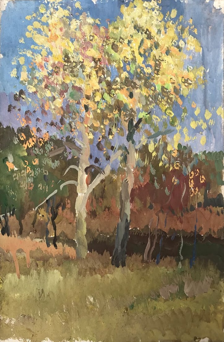 Oil painting Two birches Unknown artist (1 of 11)