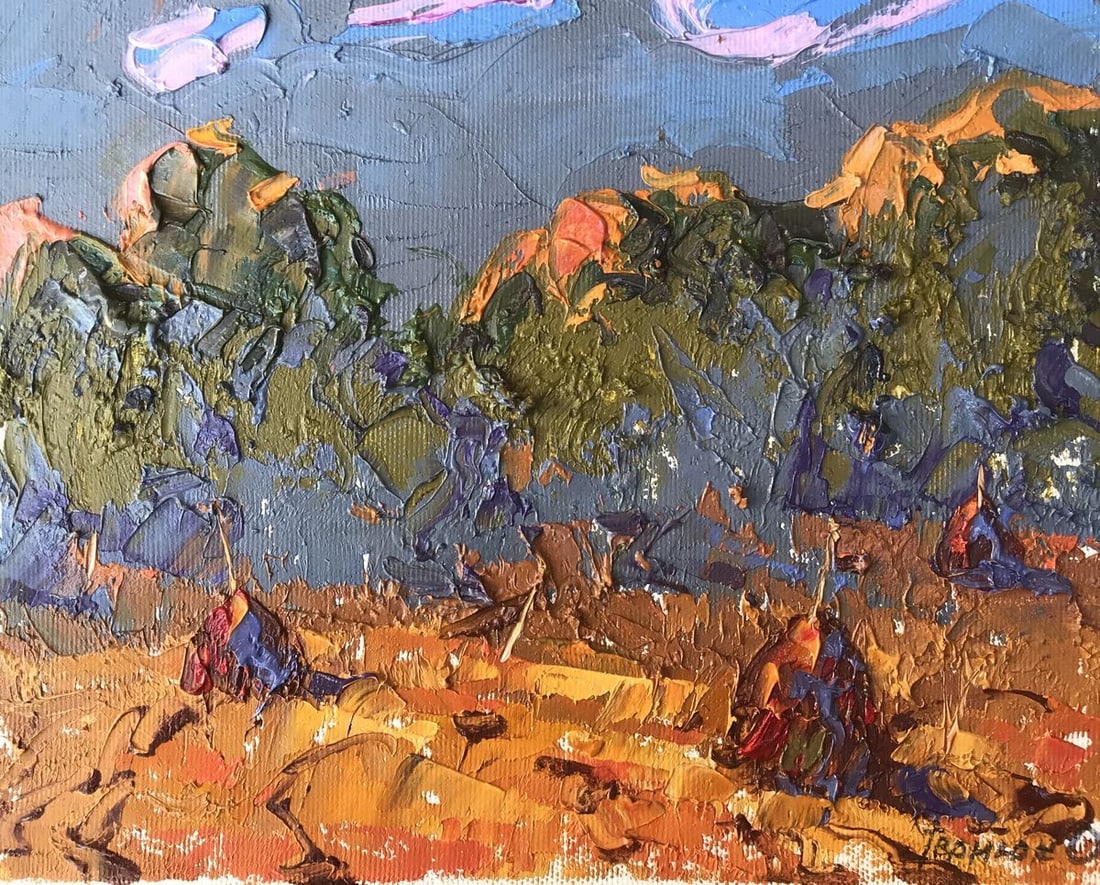 Oil painting Warm evening Kalenyuk Alex: Title: Oil painting Warm evening Kalenyuk Alex Description: No.AAA3087"Warm Evening" is a captivating oil painting that transports the viewer to a serene and picturesque autumn landscape. This masterp