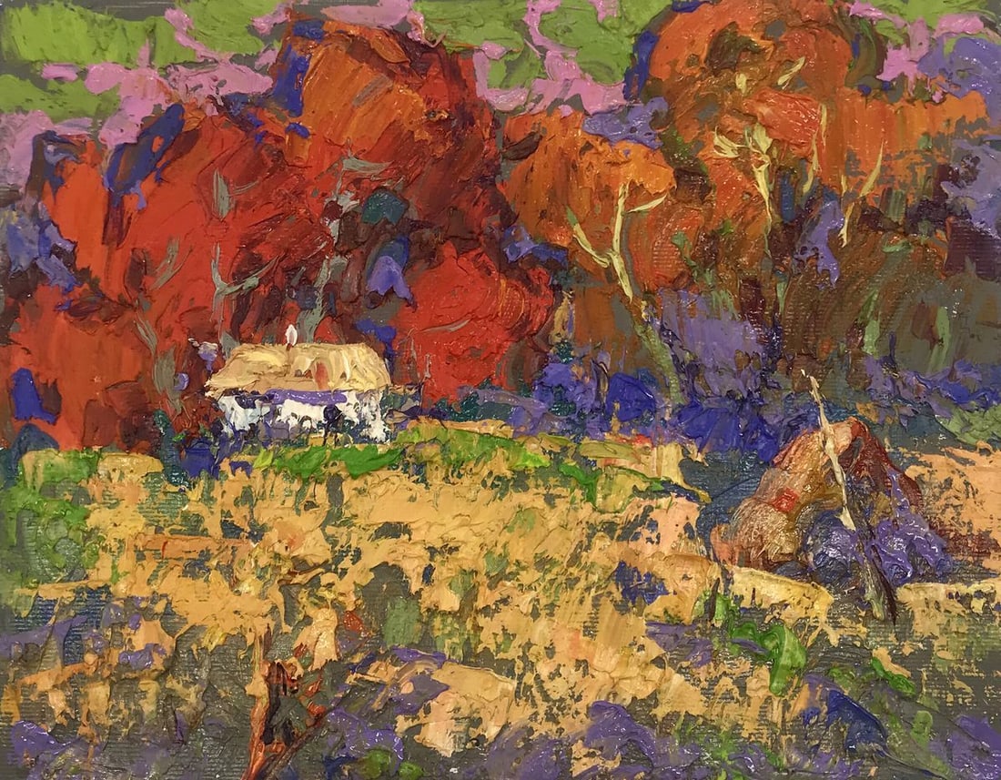 Oil painting Autumn crimson Alex Kalenyuk: Title: Oil painting Autumn crimson Alex Kalenyuk Description: No.AAA3170This oil painting entitled "Autumn Crimson" is an example of the masterful use of color and texture to convey the feeling of