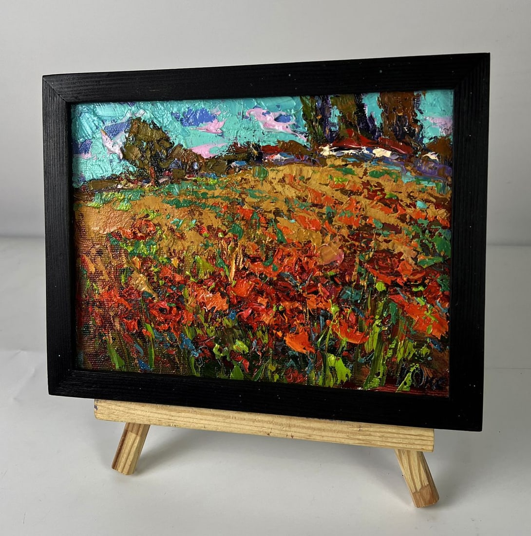 Oil painting Village poppy field Oksana Ivanyuk - 2