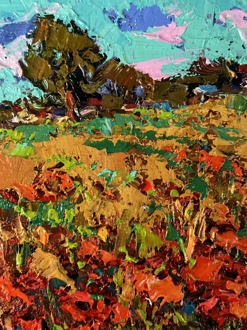 Oil painting Village poppy field Oksana Ivanyuk - 4
