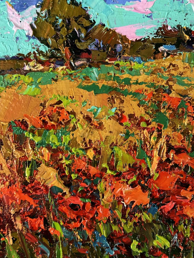 Oil painting Village poppy field Oksana Ivanyuk - 5