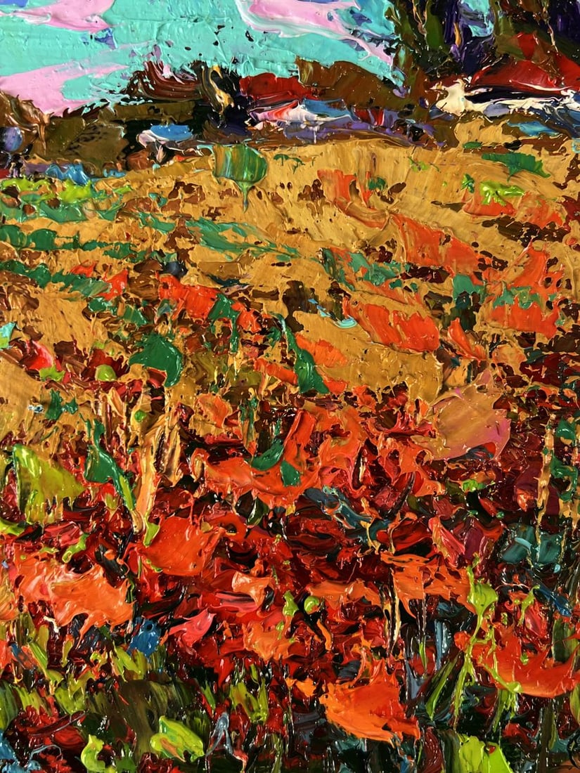 Oil painting Village poppy field Oksana Ivanyuk - 7