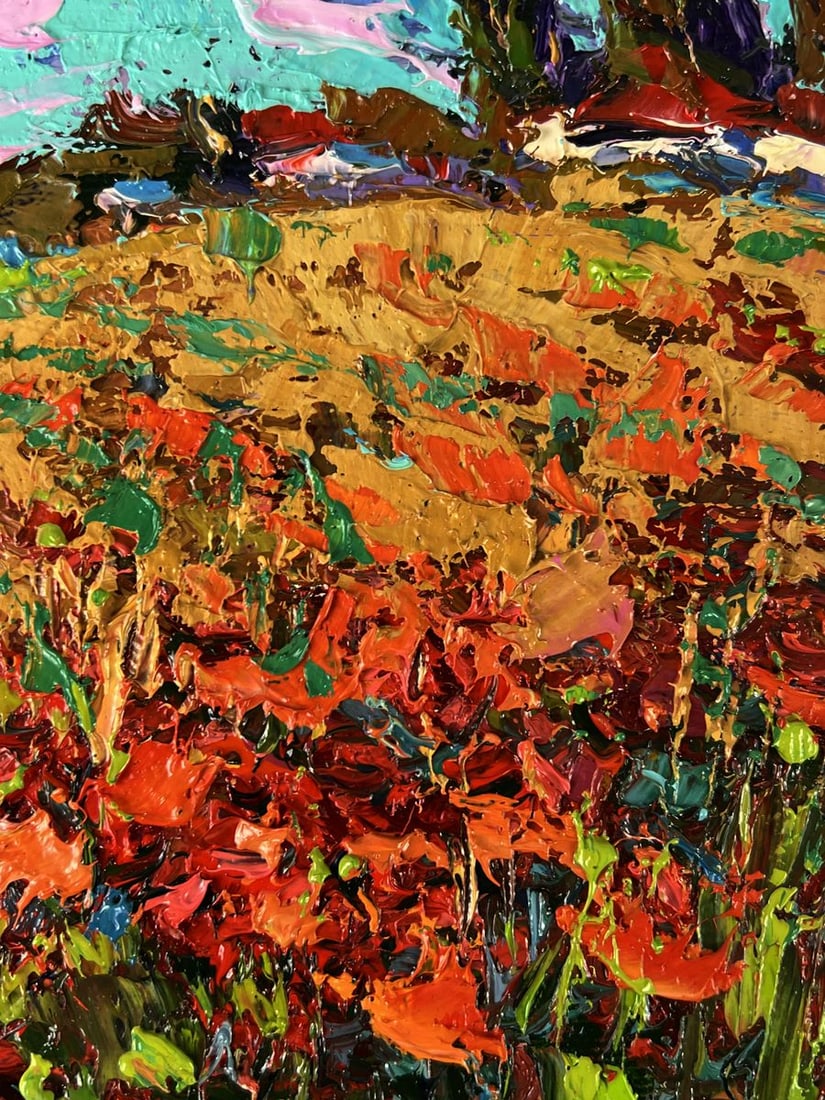 Oil painting Village poppy field Oksana Ivanyuk - 8
