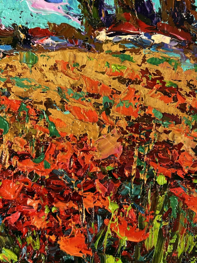 Oil painting Village poppy field Oksana Ivanyuk - 9