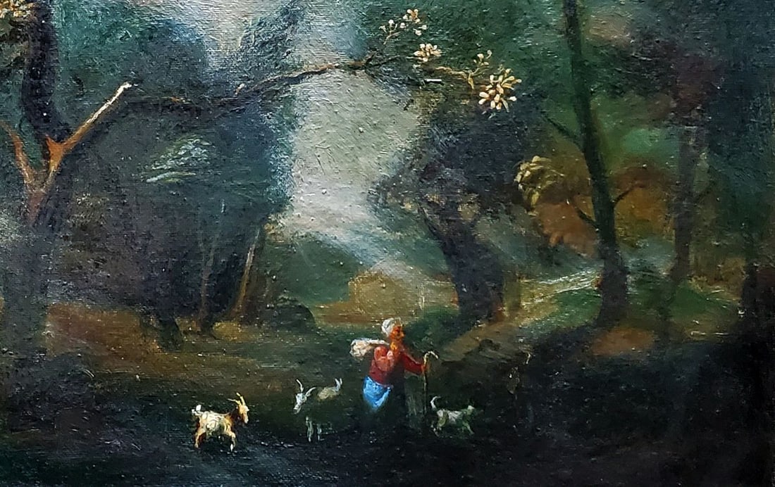 Oil painting Landscape with goats Daniil Litvinov - 2