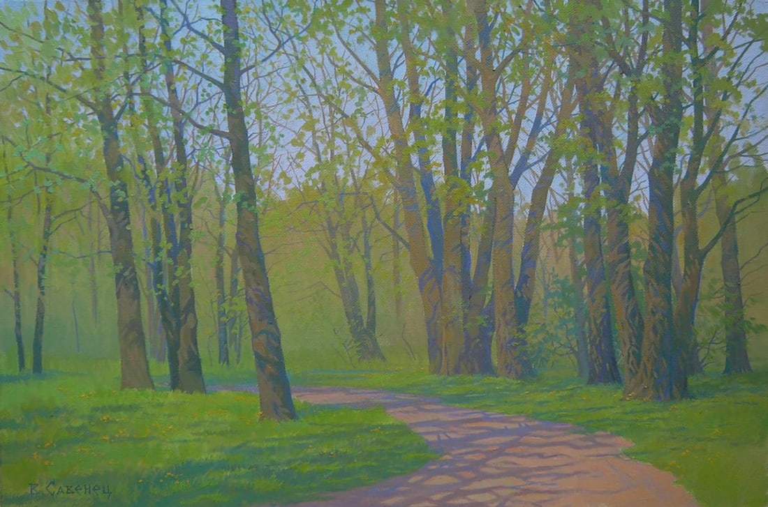 Oil painting April road to the forest Valery Savenets: Title: Oil painting April road to the forest Valery Savenets Description: NoSav 332 *** ABOUT THIS PAINTING *** * TITLE: "April road to the forest" * ARTISTS: Valery Savenets * SIZE: 40x60 cm/'15.74x2