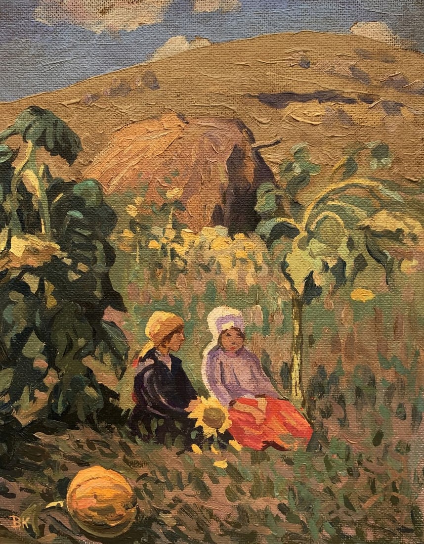 Oil painting Couple among endless fields Unknown artist (1 of 10)
