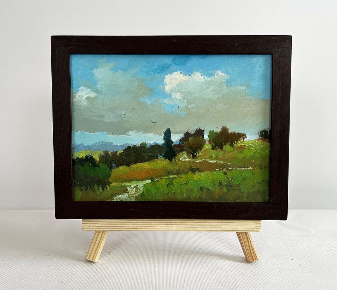 Oil painting A path through summer meadows Yuriy Suprunchuk: Title: Oil painting A path through summer meadows Yuriy Suprunchuk Description: NoAAA4436The painting "A Path Through Summer Meadows" captures the essence of a tranquil summer day in the countryside,