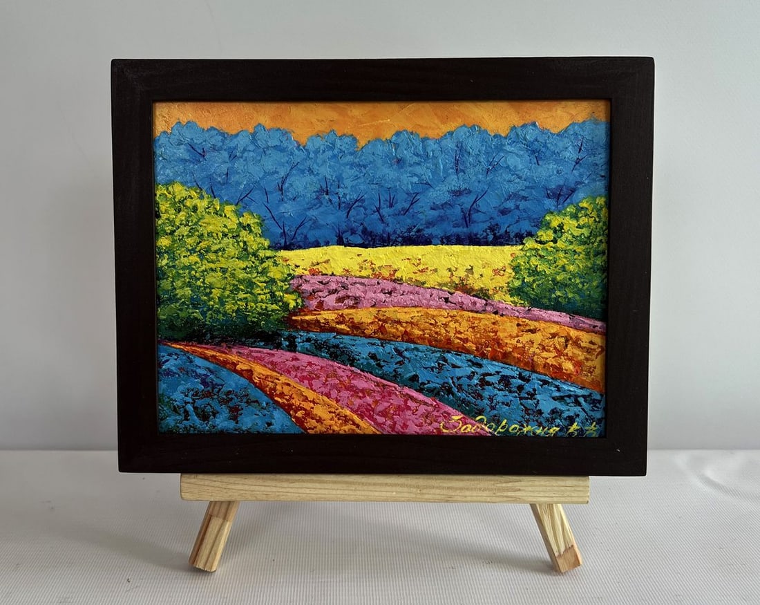 Oil painting Summer twilight in the forest V. Zadorozhnya: Title: Oil painting Summer twilight in the forest V. Zadorozhnya Description: NoAAA4546The painting "Summer Twilight in the Forest" is a mesmerizing oil composition on cardboard that captures the gent