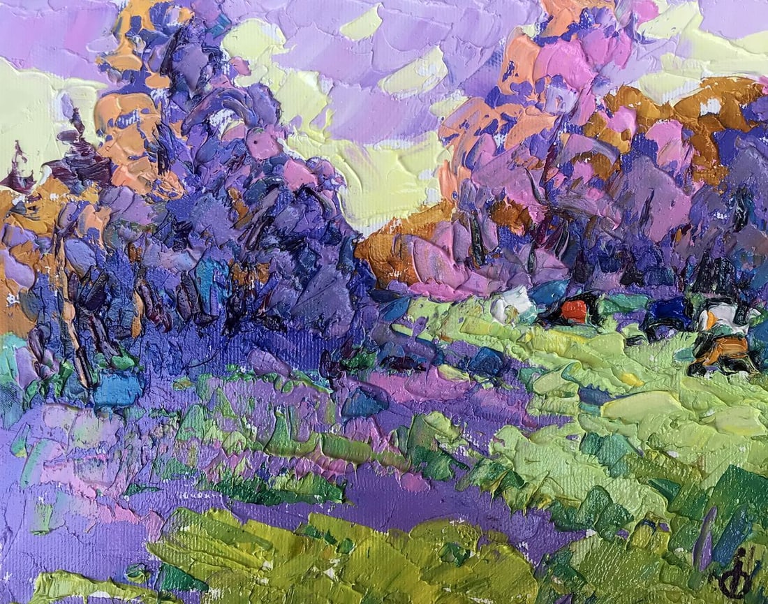 Oil painting Juicy meadows Alex Kalenyuk: Title: Oil painting Juicy meadows Alex Kalenyuk Description: NoAAA3224"Juicy Meadows" is an Oil painting that bursts with vibrant colors and rich textures, encapsulating the lushness of nature in full