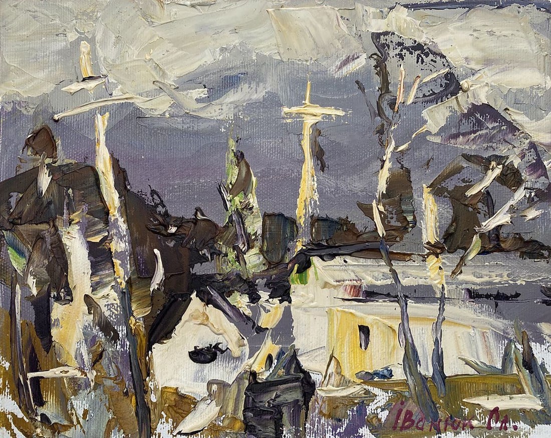 Oil painting Before the storm Kalenyuk Alex: Title: Oil painting Before the storm Kalenyuk Alex Description: NoKalen 1182"Before the Storm" is an evocative oil painting that draws viewers into a world of impending tempest and nature's unpredicta