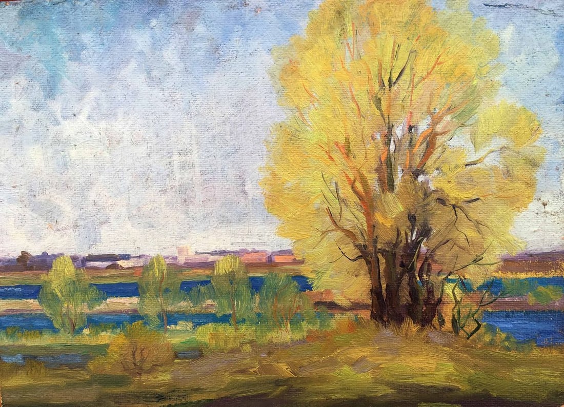 Autumn oil painting: Title: Autumn oil painting Description: No159 * TITLE: "Autumn" * SIZE: 29x39cm/'11,41x15,35 inches' * MEDIUM: oil, cardboard * HAND PAINTED: Original painting from our collection We offer