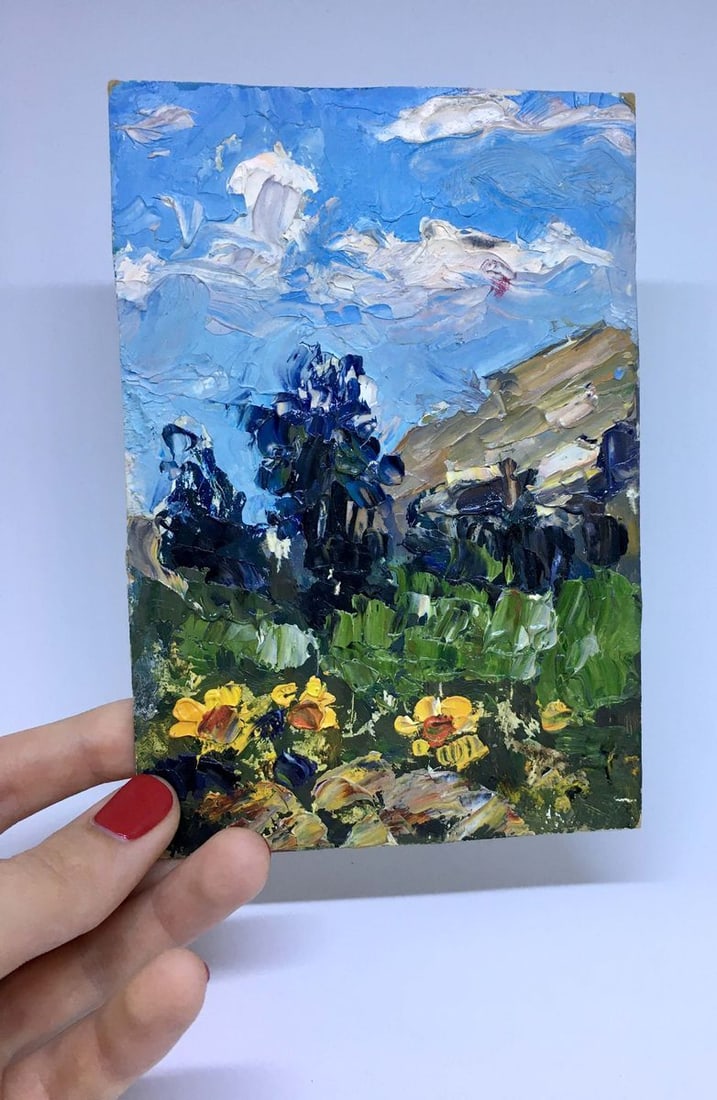 Oil painting Courtyard landscape Popov I. A.: Title: Oil painting Courtyard landscape Popov I. A. Description: NoVerns 950 *** ABOUT THIS PAINTING *** * TITLE: "Courtyard landscape" * ARTISTS: Popov I. A. * SIZE: 15x10 cm/'5.90x3.93 inches'