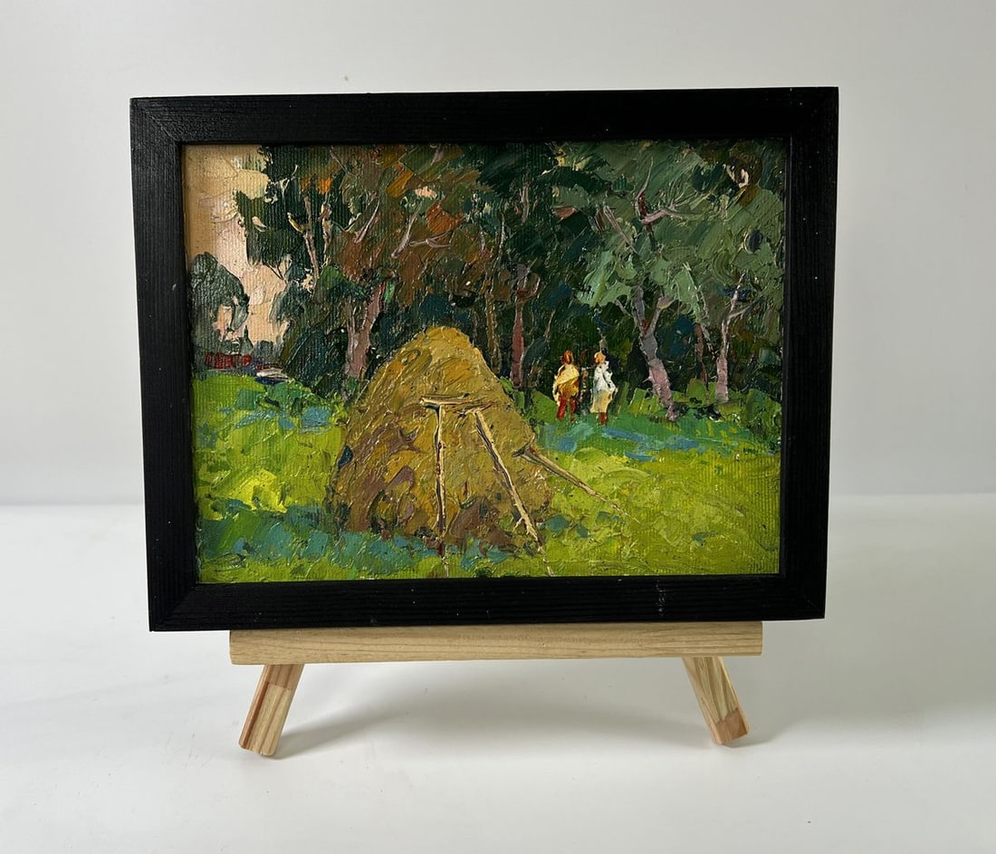 Oil painting A haystack near the forest Oksana Ivanyuk: Title: Oil painting A haystack near the forest Oksana Ivanyuk Description: NoAAA5949 *** ABOUT THIS PAINTING *** * TITLE: "A haystack near the forest" * ARTISTS: Oksana Ivanyuk * SIZE: 15x20 cm/5.90x7