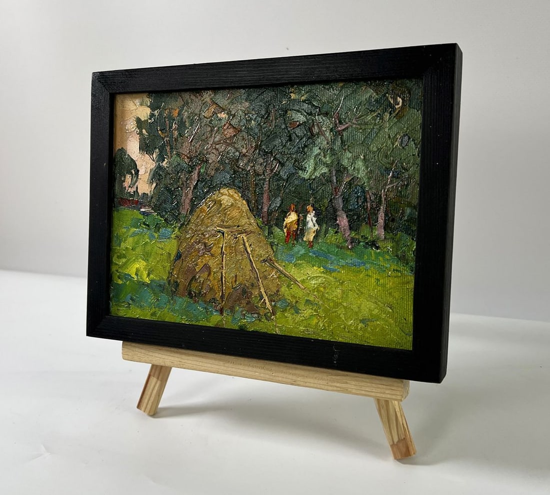 Oil painting A haystack near the forest Oksana Ivanyuk - 2