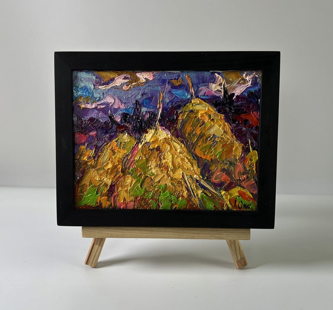 Oil painting Field with hay Oksana Ivanyuk: Title: Oil painting Field with hay Oksana Ivanyuk Description: NoAAA5872The Oil painting Canvas titled "Field with hay" captures the timeless essence of rural life, immersing the viewer in the simple