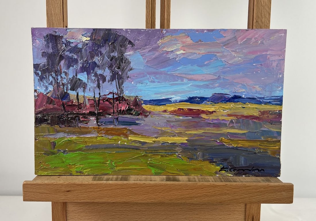 Oil painting Spring colorful day in the mountains Boris Serdyuk: Title: Oil painting Spring colorful day in the mountains Boris Serdyuk Description: NoAAA4764The oil painting on Cardboard titled "Spring Colorful Day in the Mountains" captures the vibrant and