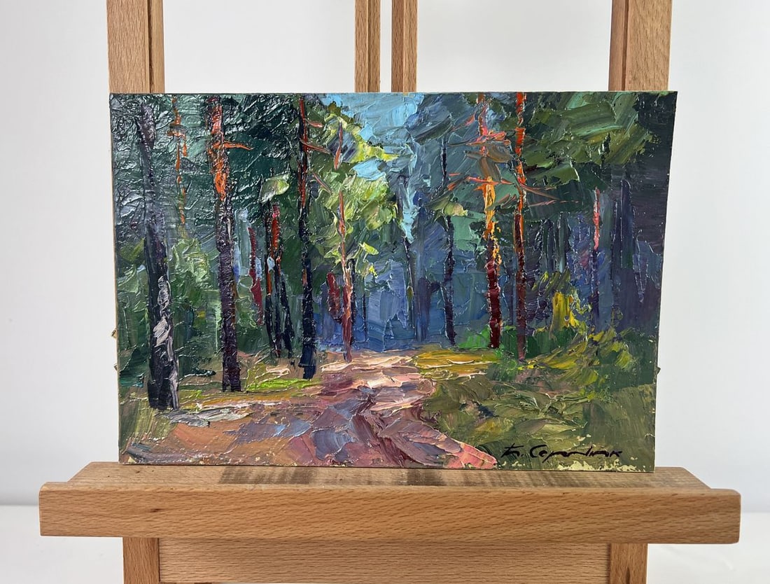 Oil painting The silence of the summer forest Boris Serdyuk: Title: Oil painting The silence of the summer forest Boris Serdyuk Description: NoAAA4787The oil painting on Cardboard titled "The Silence of the Summer Forest" captures the serene, almost mystical