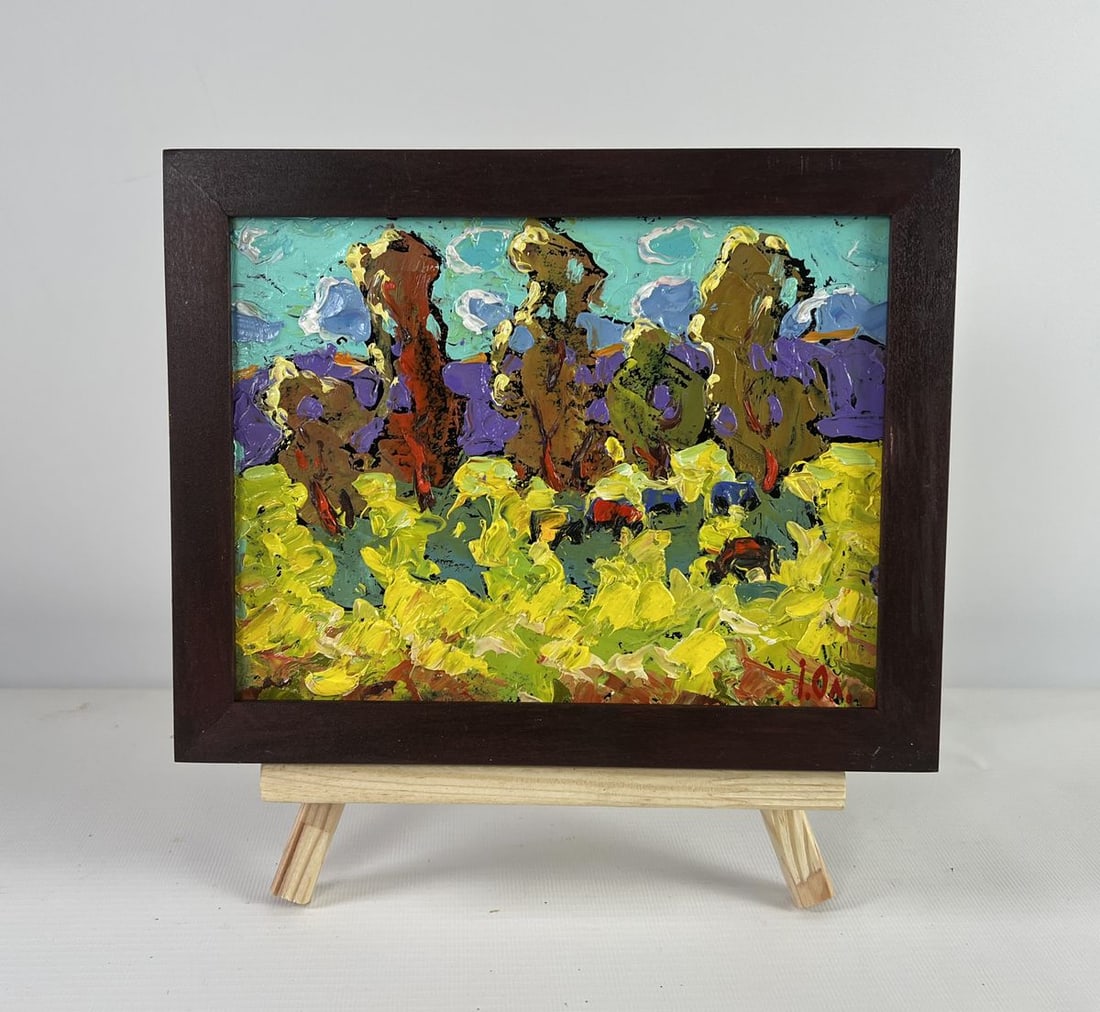 Oil painting The breeze brings peace Alex Kalenyuk: Title: Oil painting The breeze brings peace Alex Kalenyuk Description: NoAAA5087The oil painting on Cardboard titled "The Breeze Brings Peace" is a vibrant and emotive expression of nature's gentle, h