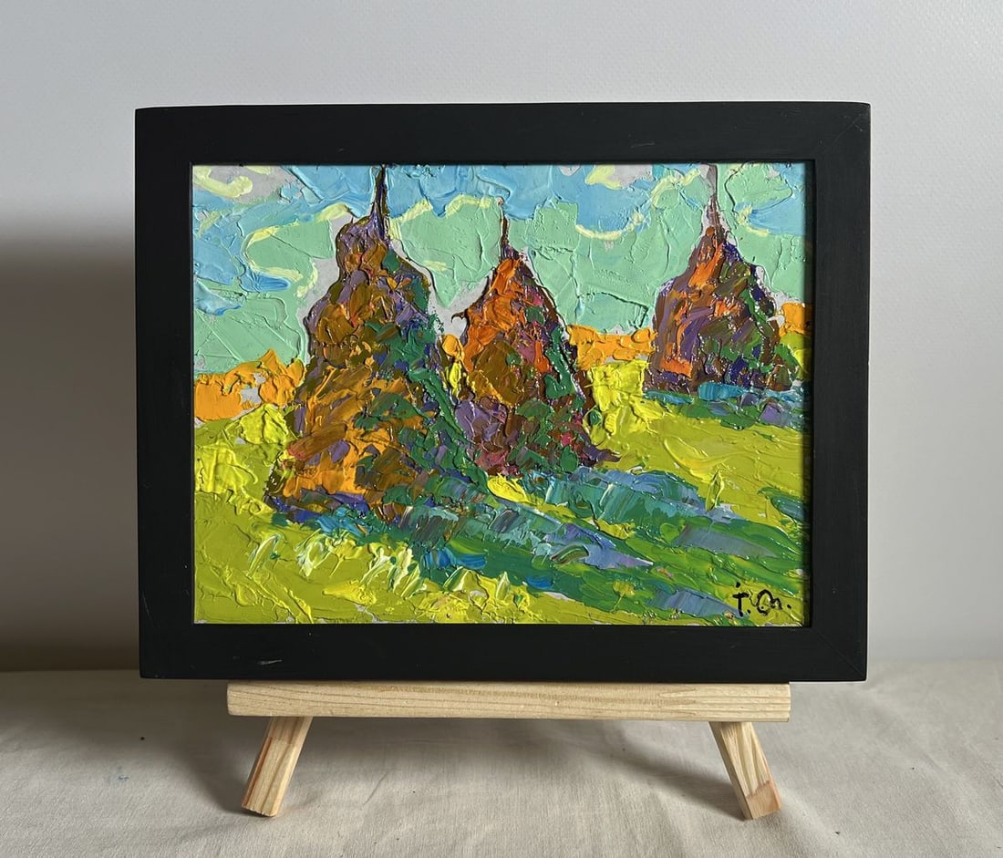 Oil painting Fragrant hay in the field Alex Kalenyuk: Title: Oil painting Fragrant hay in the field Alex Kalenyuk Description: NoAAA3934This oil painting cardboard, titled "Fragrant hay in the field", the painting captures the essence of a warm, sunlit