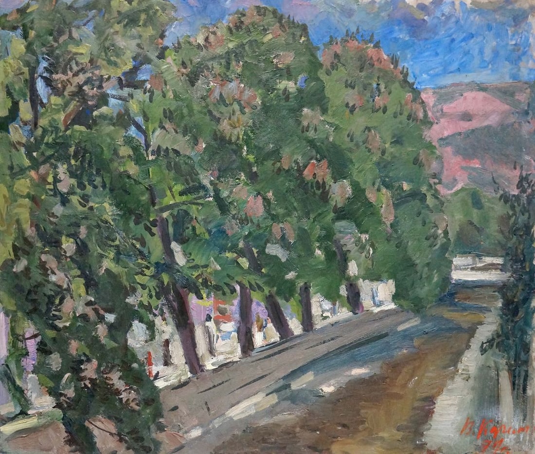 Oil painting A park Karelin Vyacheslav: Title: Oil painting A park Karelin Vyacheslav Description: NoVerns 696 *** ABOUT THIS PAINTING *** * TITLE: "A park" * ARTISTS: Karelin Vyacheslav * SIZE: 60x70 cm/'23.62x27.55 inches' *