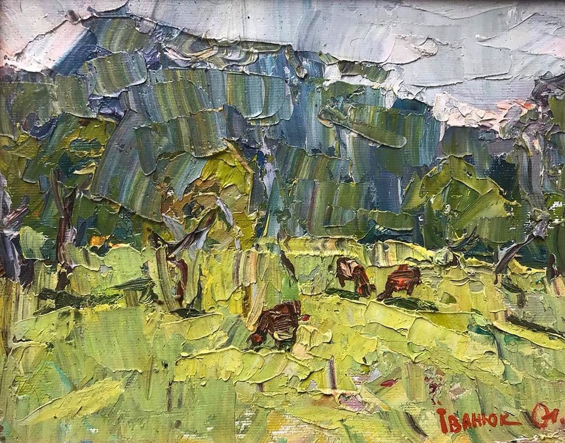 Oil painting In the field in the meadows Kalenyuk Alex: Title: Oil painting In the field in the meadows Kalenyuk Alex Description: NoKalen 670 *** ABOUT THIS PAINTING *** * TITLE: "In the field in the meadows" * ARTISTS: Kalenyuk Alex * SIZE: 20x25 cm/'7.8