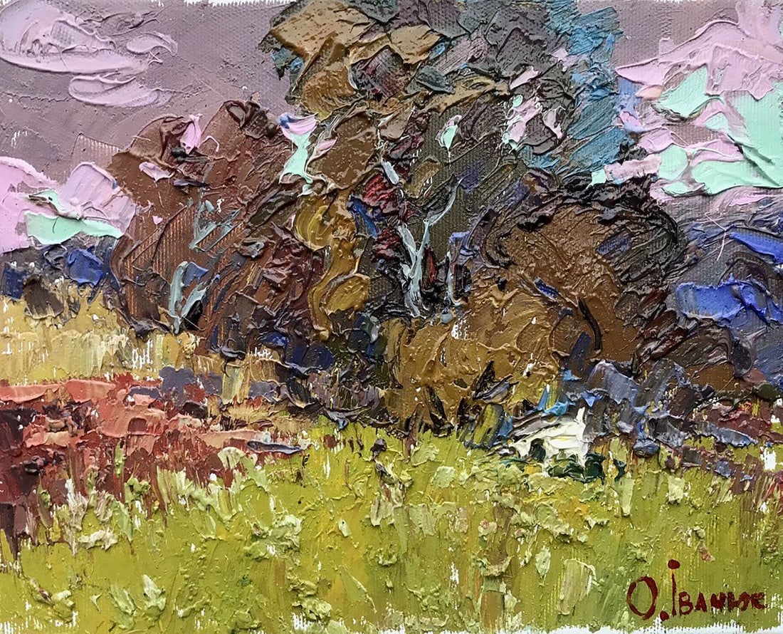 Oil painting Before the rain Kalenyuk Alex: Title: Oil painting Before the rain Kalenyuk Alex Description: NoKalen 1100In the captivating oil painting titled "Before the Rain," the artist skillfully captures the serene beauty of a summer