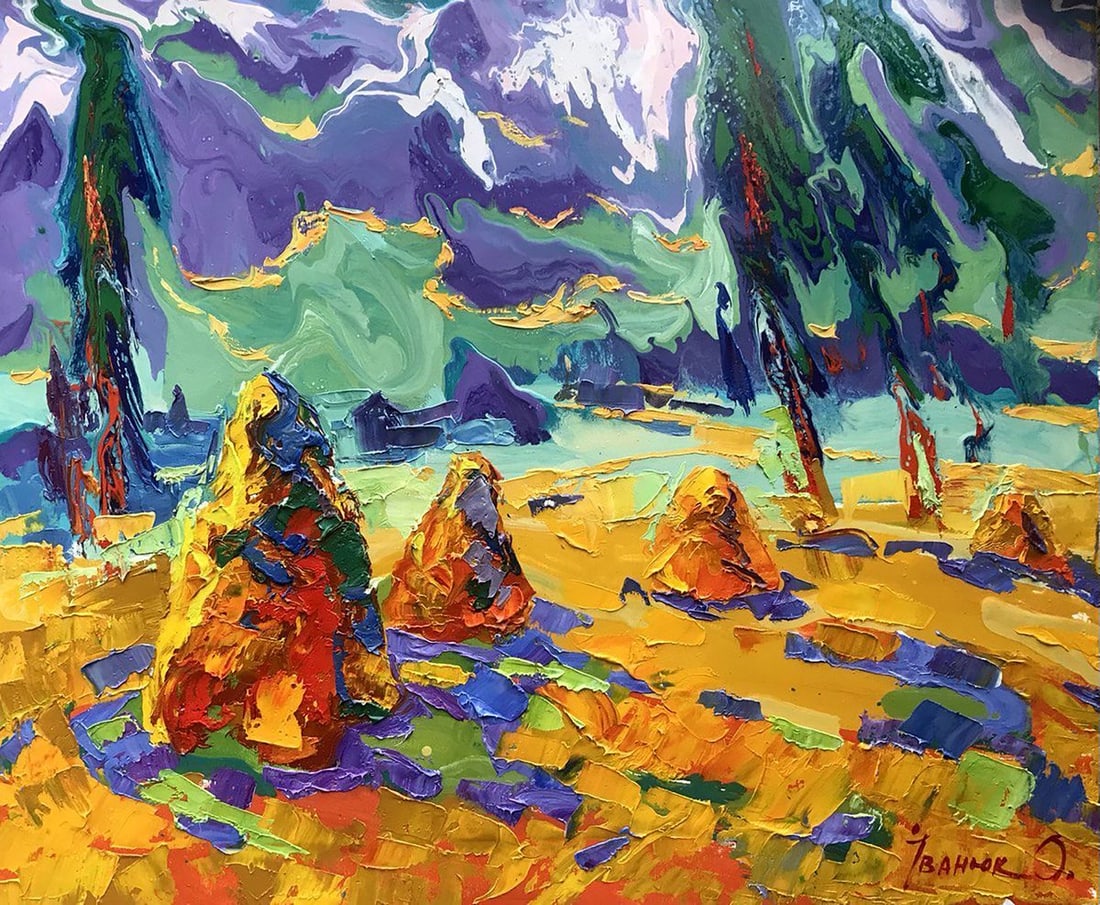 Oil painting After rain Kalenyuk Alex: Title: Oil painting After rain Kalenyuk Alex Description: NoKalen 1113In the oil painting "After the Rain," the artist beautifully captures the serenity and rejuvenation that follows a refreshing