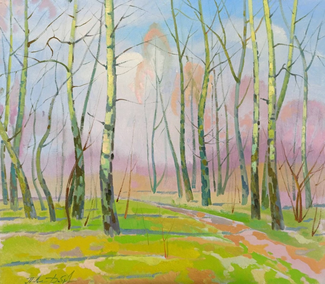 Oil painting Spring in the forest Peter Tovpev: Title: Oil painting Spring in the forest Peter Tovpev Description: NoDobr 123 *** ABOUT THIS PAINTING *** * TITLE: "Spring in the forest" * ARTISTS: Peter Tovpev * SIZE: 70x80 cm/'27.55x31.49 inches'