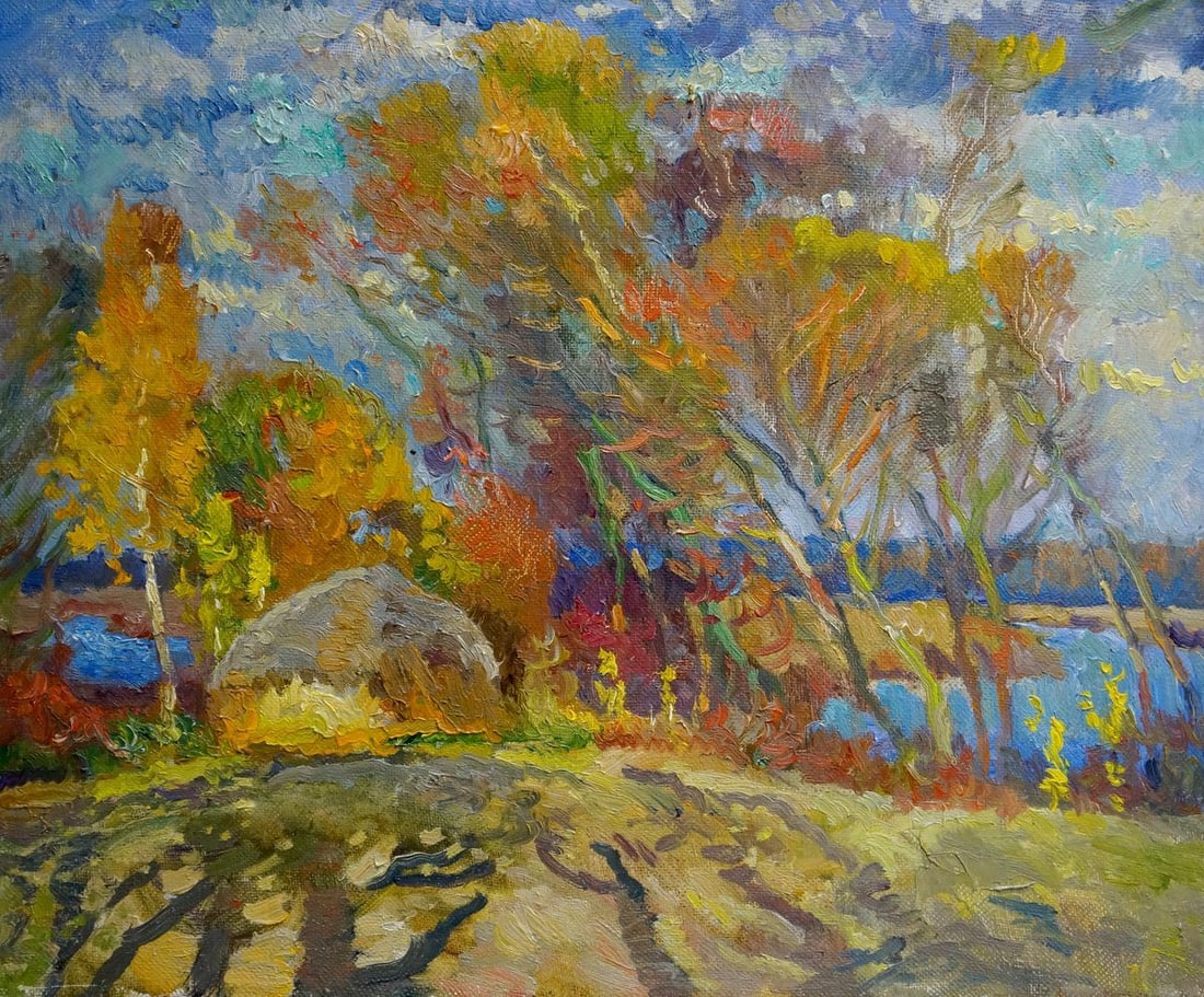 Oil painting End of summer: Title: Oil painting End of summer Description: NoVern 1110 *** ABOUT THIS PAINTING *** * TITLE: "End of summer" * ARTISTS: * SIZE: 50x60 cm/'19.68x23.62 inches' * MEDIUM: oil, canvas * HAND