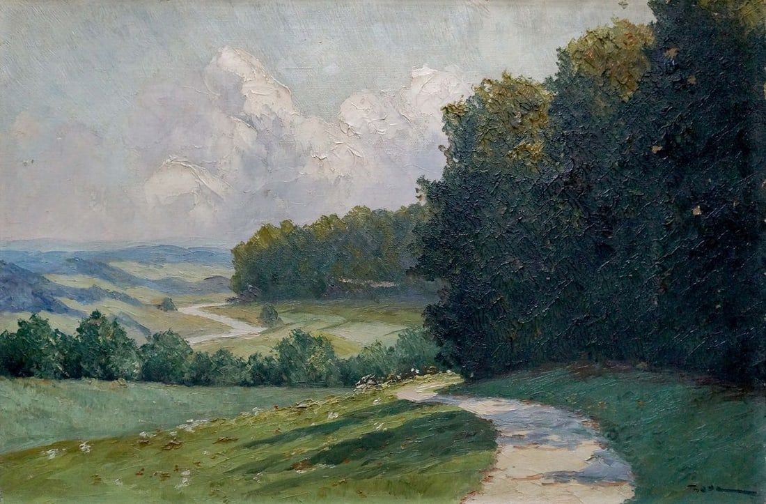 Oil painting Forest landscape: Title: Oil painting Forest landscape Description: NoVern 1541 *** ABOUT THIS PAINTING *** * TITLE: "Forest landscape" * ARTISTS: Unknown artist * SIZE: 40x61 cm/'15.74x24.01 inches' * MEDIUM: