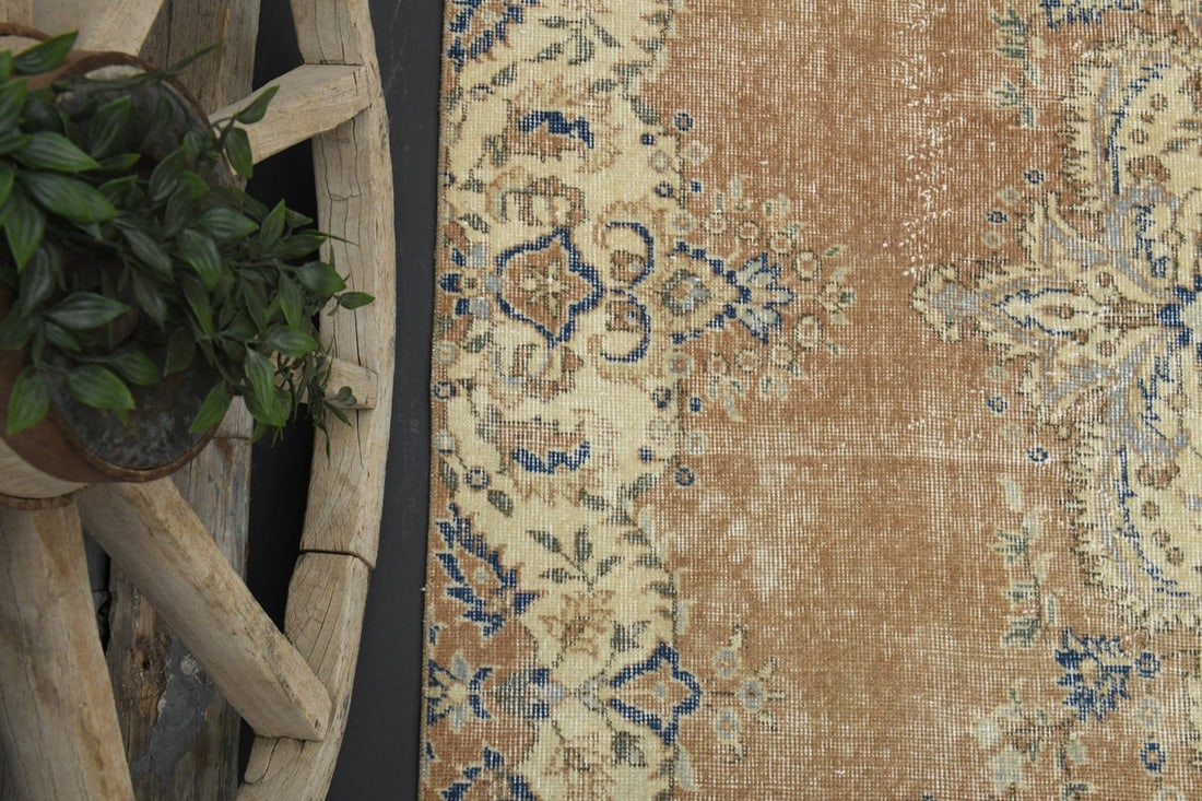 6'6x10'3 ft, FADED Orange Turkish Rug - 4